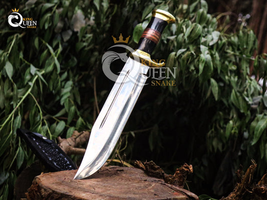 Hand Forged D2 Steel Viking Bowie Knife with Kabar and Ram Horn Handle | Best for Hunting, Camping and outdoor activities kqs310