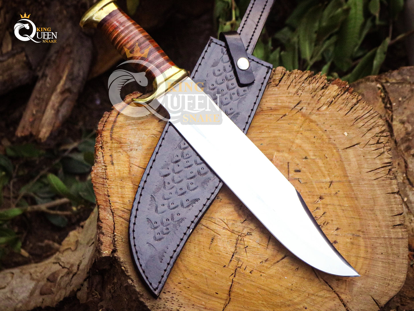 Handmade D2 Steel Viking Bowie with Kabar and Brass Handle | Ideal for Hunting, Camping and outdoor activities kqs316
