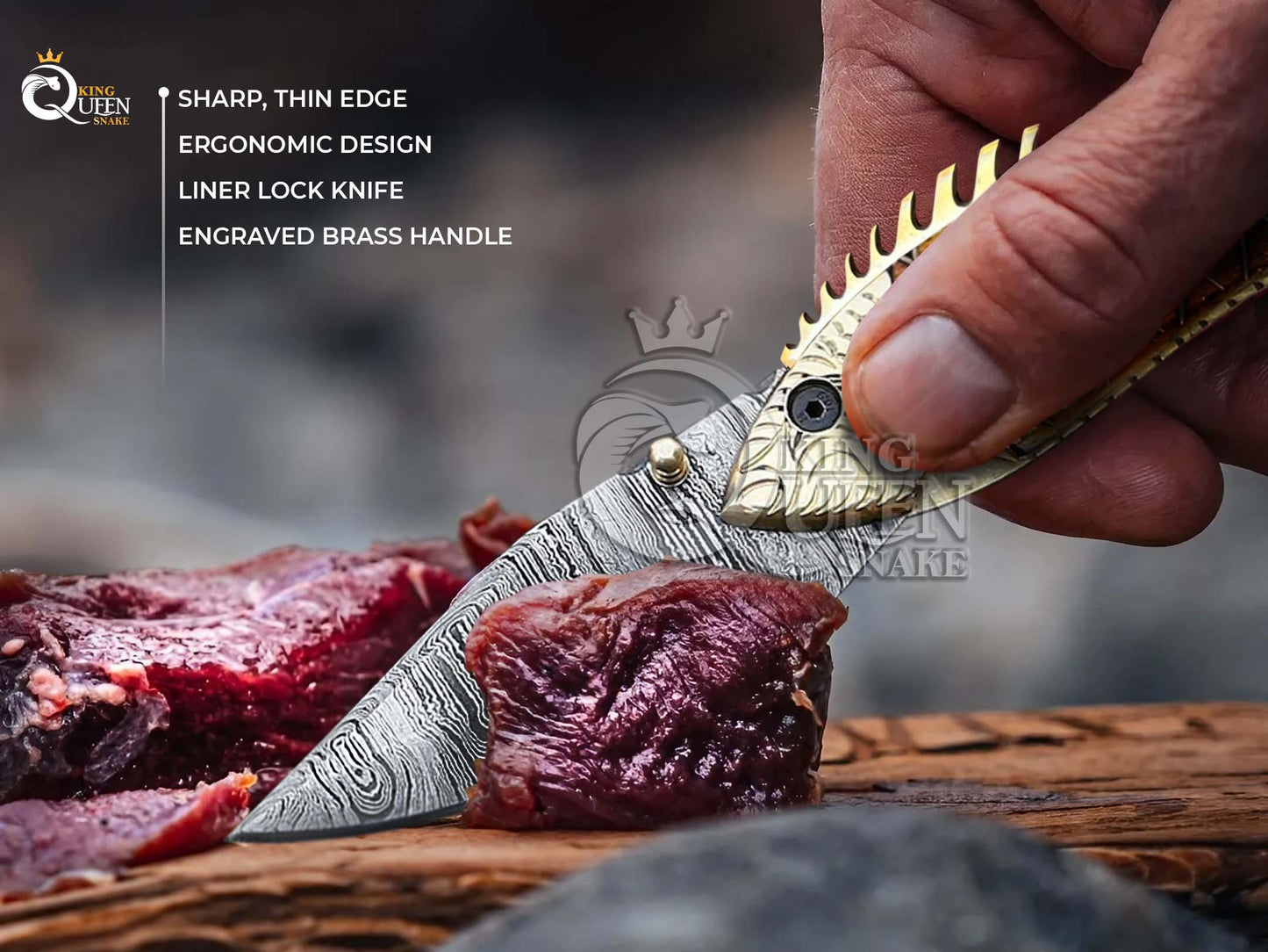 Handmade Damascus Steel Pocket Knife | Fishing Folding Knife | Personalized Gift