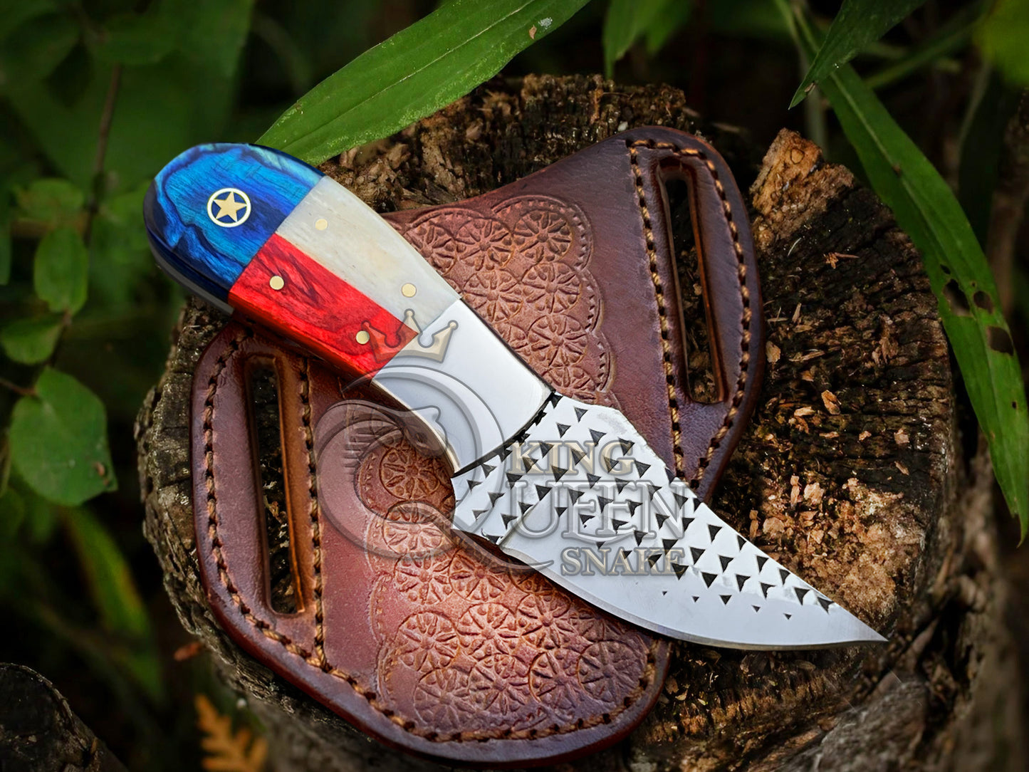 Ranch Rasp Steel Cowboy Bull Cutter Knife | Texas Flag Handle Bull Cutter | Hunting Knife kqs203