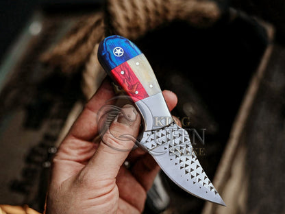 Ranch Rasp Steel Cowboy Bull Cutter Knife | Texas Flag Handle Bull Cutter | Hunting Knife kqs203