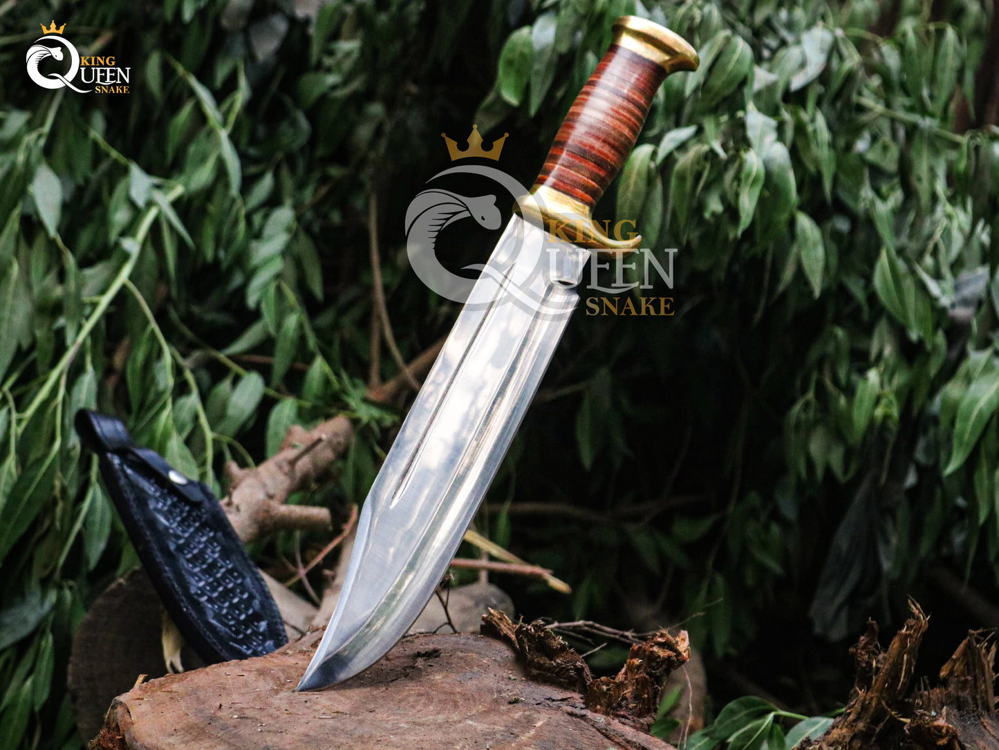 Handmade D2 Steel Viking Bowie with Kabar and Brass Handle | Ideal for Hunting, Camping and outdoor activities kqs316