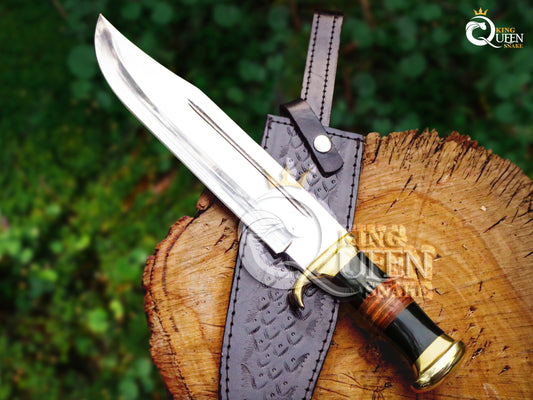 Hand Forged D2 Steel Viking Bowie Knife with Kabar and Ram Horn Handle | Best for Hunting, Camping and outdoor activities kqs310