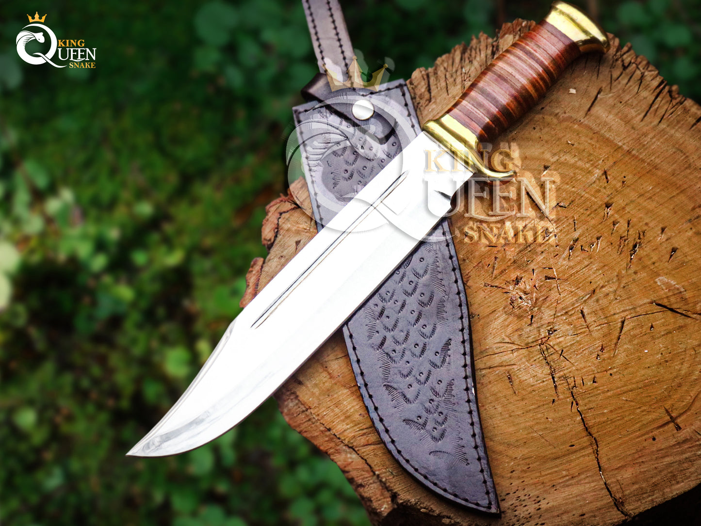 Handmade D2 Steel Viking Bowie with Kabar and Brass Handle | Ideal for Hunting, Camping and outdoor activities kqs316