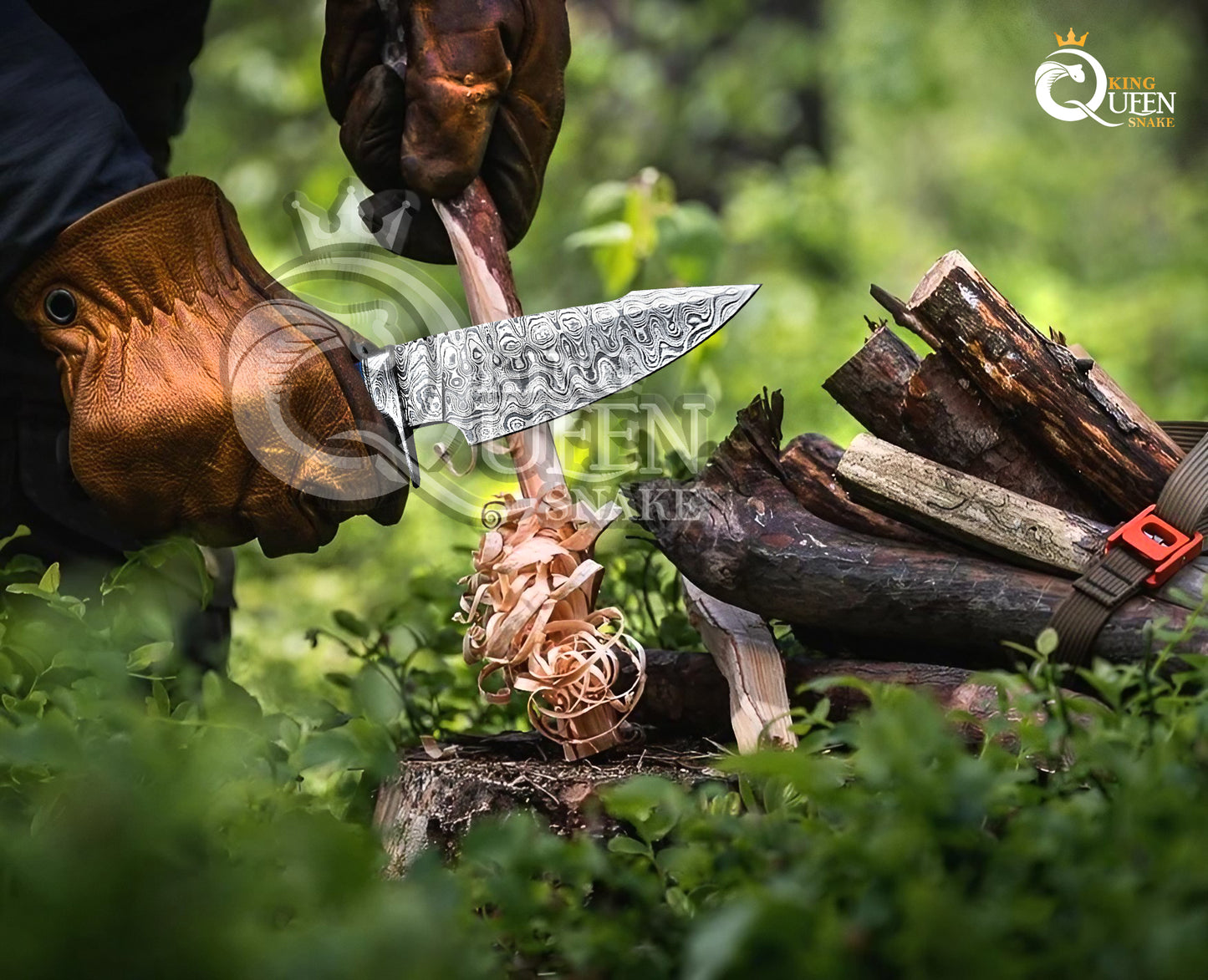Handmade Damascus Hunting Knife with Rosewood Handle | Damascus Bowie Knife for Camping (Copy)