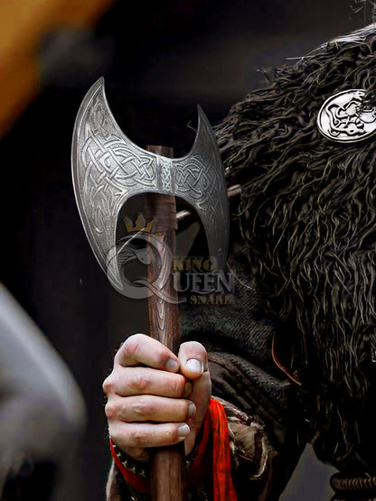 Handmade double Head Viking Axe | Norse Axe with Viking Runes and Symbols | Personlaized Viking Gift