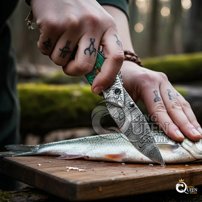 Personalized Damascus Steel Folding Knife | Fishing Pocket Knife | Perfect Gift for Him  Kqs69