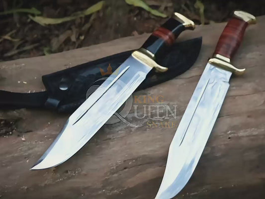 Handmade D2 Steel Viking Bowie with Kabar and Brass Handle | Ideal for Hunting, Camping and outdoor activities kqs316