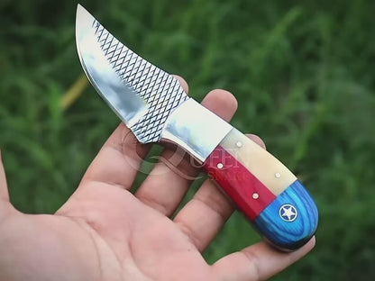 Ranch Rasp Steel Cowboy Bull Cutter Knife | Texas Flag Handle Bull Cutter | Hunting Knife kqs203