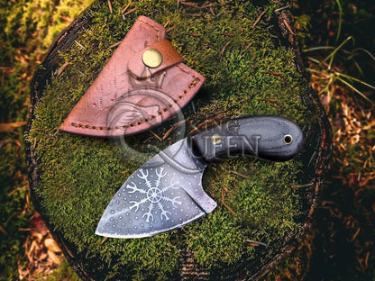 Hand Forged Viking Runes Blade Skinner Knife | Handmade Hunting and Camping knife with Vikign Runes and Symbol